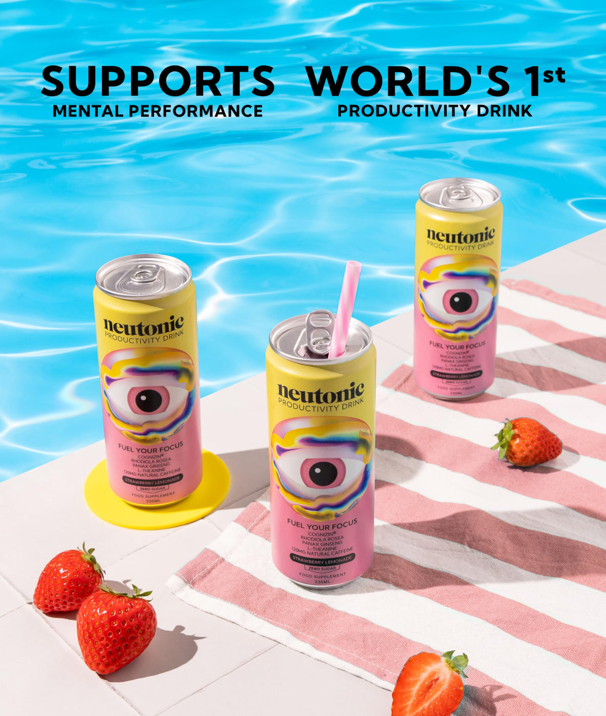 Neutonic 12-cans multipack close-up shows convenient packaging and zero sugar