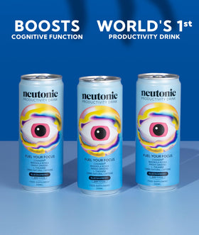 Neutonic can on ice conveys a refreshing pick-me-up during long work hours.