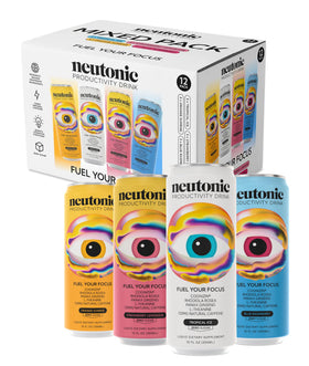 Neutonic multi-pack mockup for convenient on-the-go cognitive support.