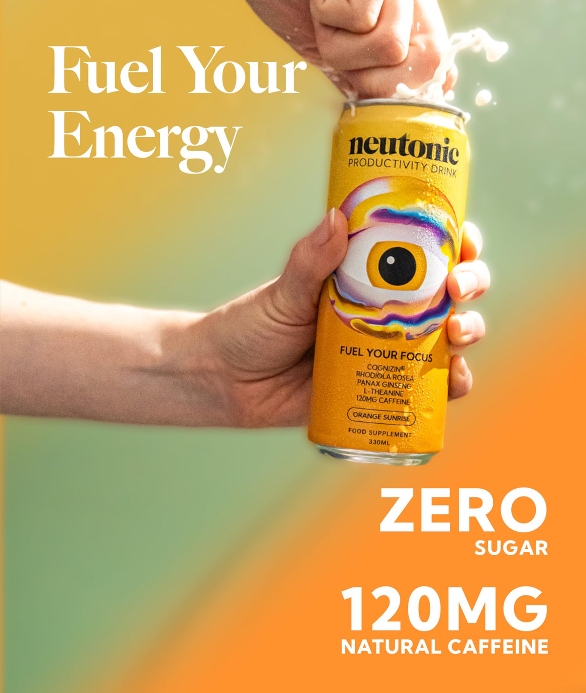 Neutonic Orange Sunrise glass with pour capturing refreshing aroma