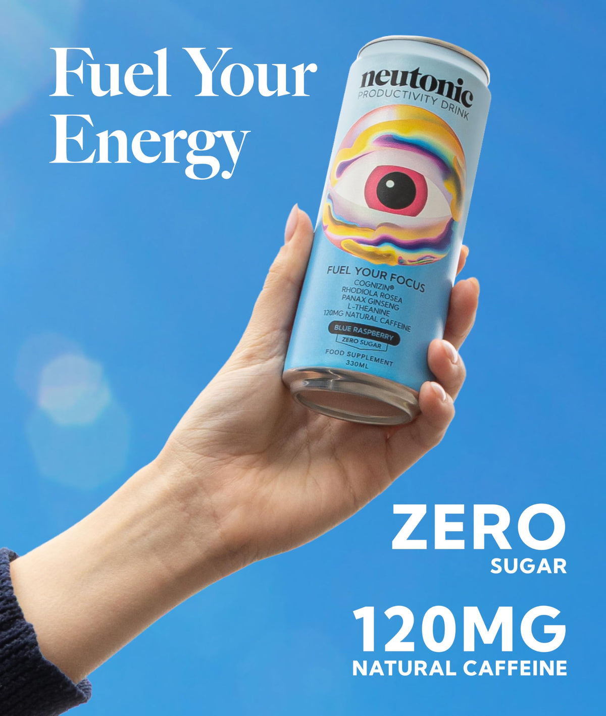 Neutonic pour into glass demonstrates refreshing energy for work sessions.