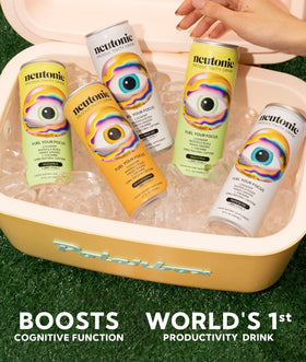 Neutonic Tropical Ice ingredients closeup highlights caffeine and L-theanine synergy