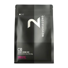 Neversecond C30 Forest Berry sports drink powder canister for endurance hydration.