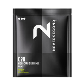 NeverSecond C90 citrus drink mix bottle ready for endurance training.