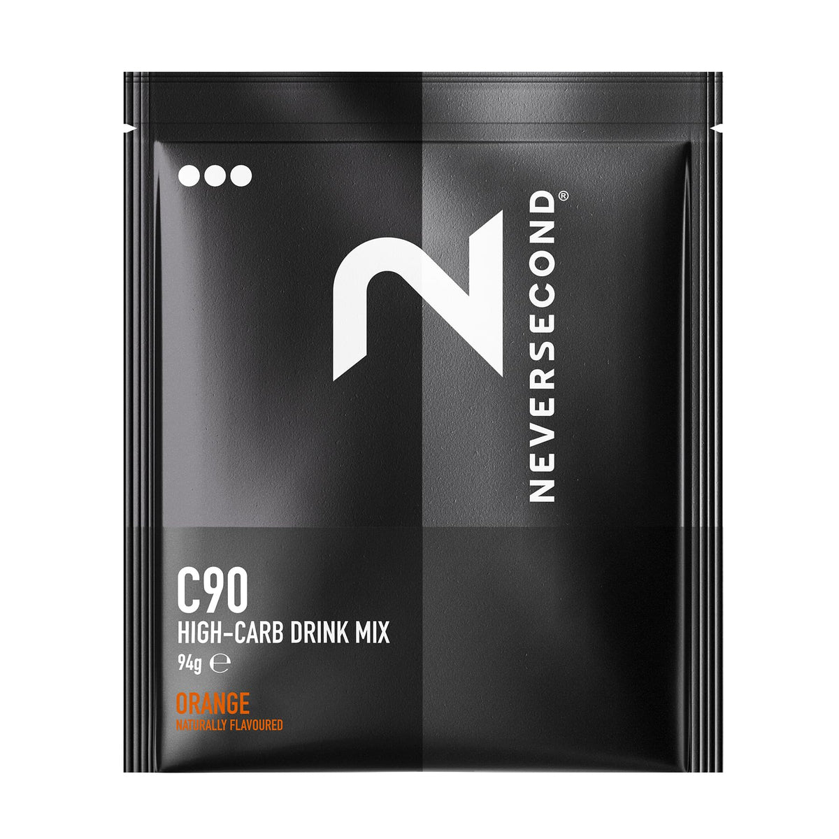 NeverSecond C90 orange flavor drink mix bottle ready for on-the-go hydration.