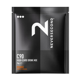 NeverSecond C90 orange flavor drink mix bottle ready for on-the-go hydration.