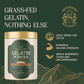 Neversink Naturals gelatin powder scoop highlighting precise measuring for gummies and broths