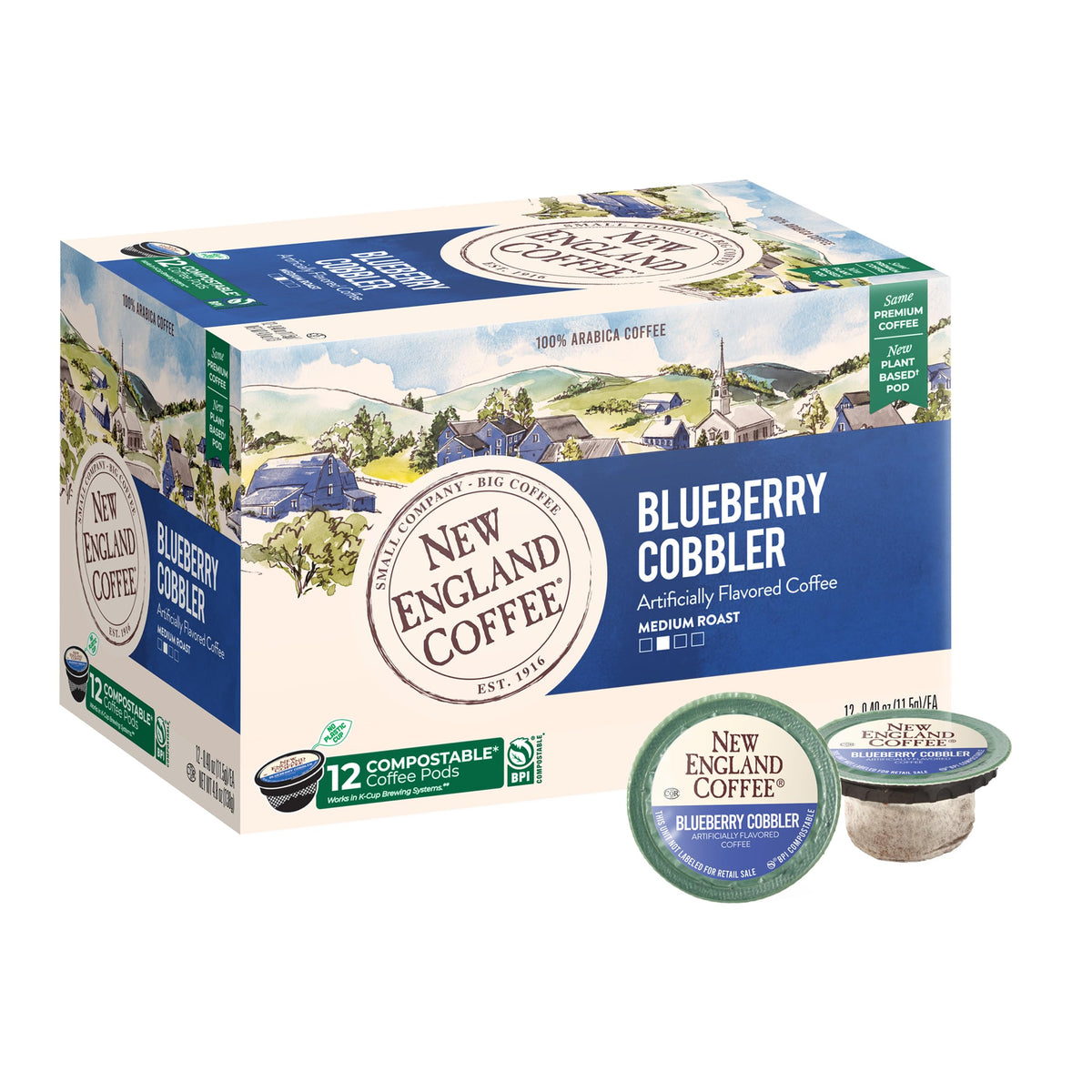 New England Coffee Blueberry Cobbler cup showing berry flavor and aroma for mornings