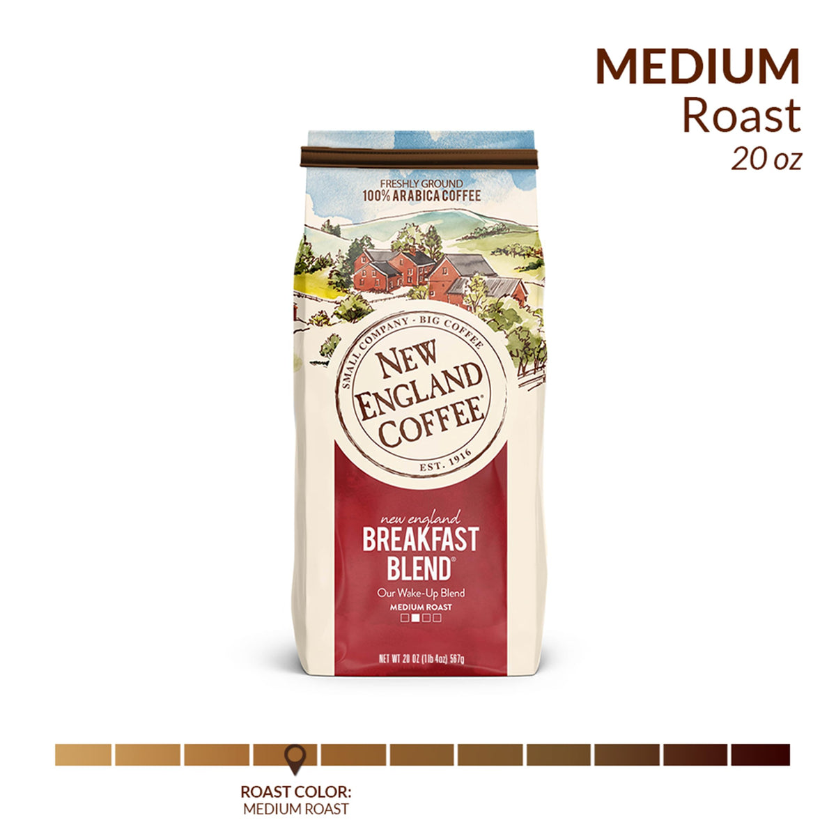 New England Coffee Breakfast Blend brewed cup showing rich flavor and inviting aroma