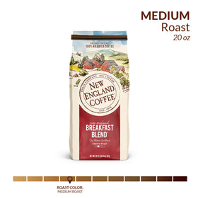 New England Coffee Breakfast Blend brewed cup showing rich flavor and inviting aroma