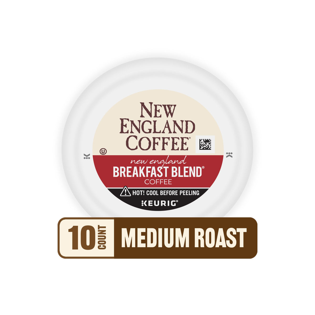New England Coffee Breakfast Blend cup-brew scene emphasizing balanced finish.