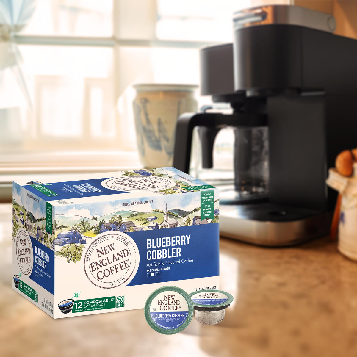 New England Coffee compostable pods reduce waste while preserving fresh taste