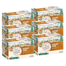 Steaming cup of Hazelnut Creme—New England Coffee ready to enjoy