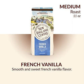 New England Coffee French Vanilla steaming cup inviting aroma and sweetness