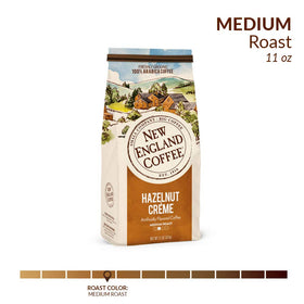 New England Coffee Hazelnut Creme arabica beans close-up highlighting quality
