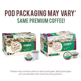 New England Coffee pod showing plant-based mesh for eco-friendly use