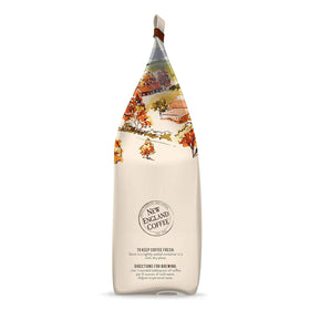 New England Coffee pumpkin spice bag back label with kosher and gluten-free notes.