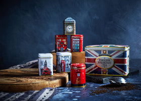 New English Teas post box tin evokes postal charm, great for collecting and brewing comforting blends.