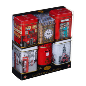 New English Teas red bus tin with London scene, ideal for display and brewing a comforting cup.