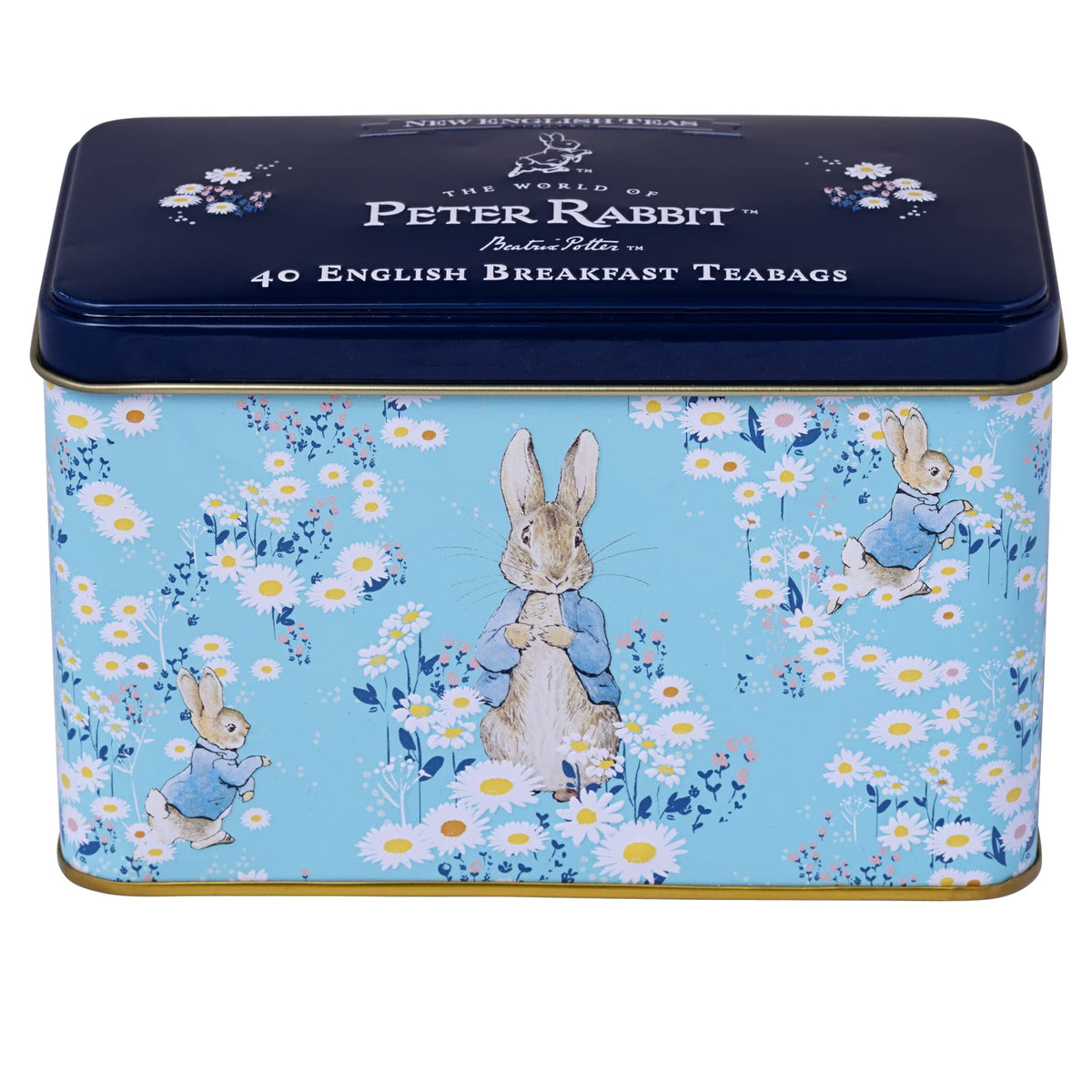 New English Teas Daisies Peter Rabbit tin with spring daisies