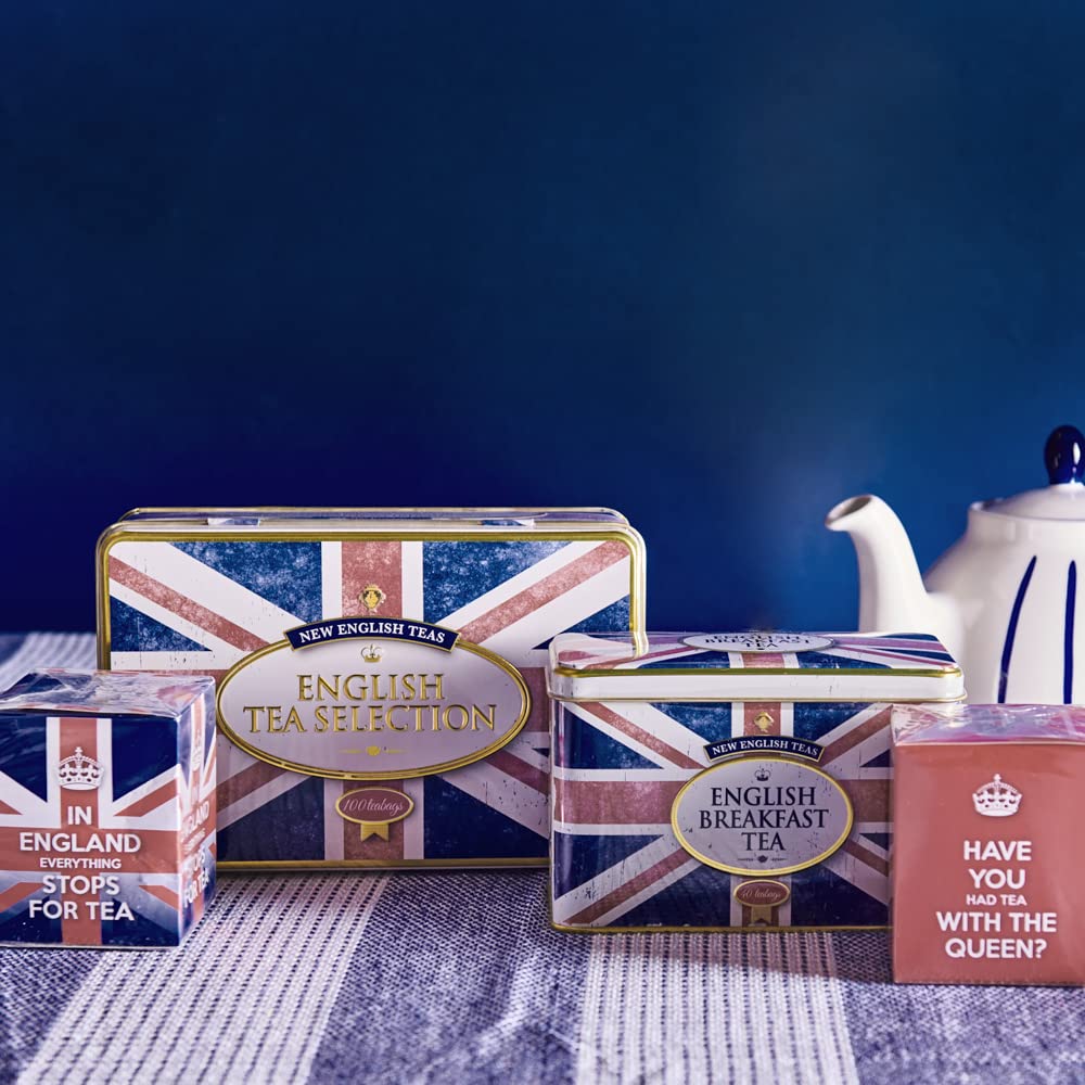 New English Teas English Breakfast teabags inside for a classic morning brew