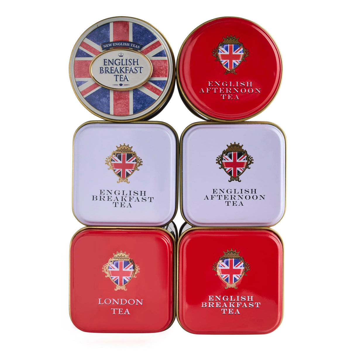 New English Teas London Bus tin, collectible icon for tea lovers and shelves.