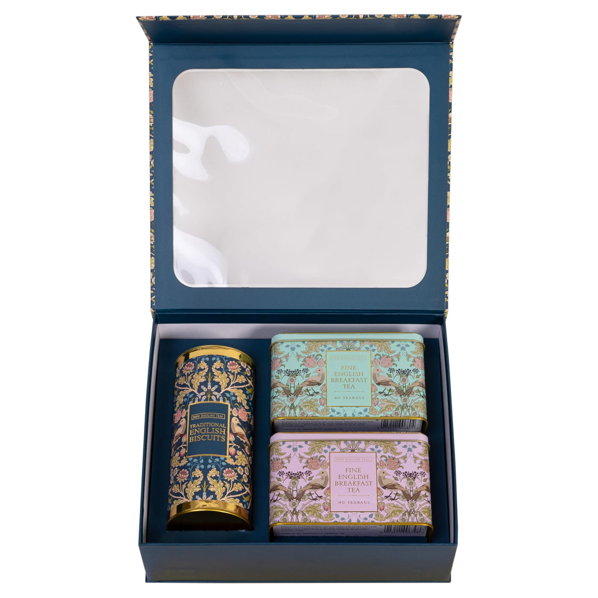 New English Teas packaging-box-closeup, luxury presentation for celebrations and treat moments.