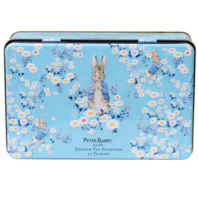 New English Teas Peter Rabbit Daisies tin with 72 teabags for daily rituals.