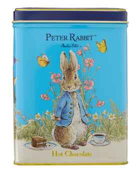 New English Teas Peter Rabbit hot chocolate tin front view for gifting