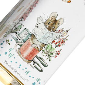 New English Teas Peter Rabbit Tea Tin lid and embossing signify premium packaging.