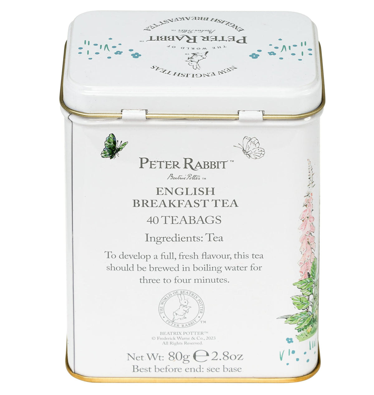 New English Teas Peter Rabbit Tea Tin steeping scene suggests a comforting morning routine.