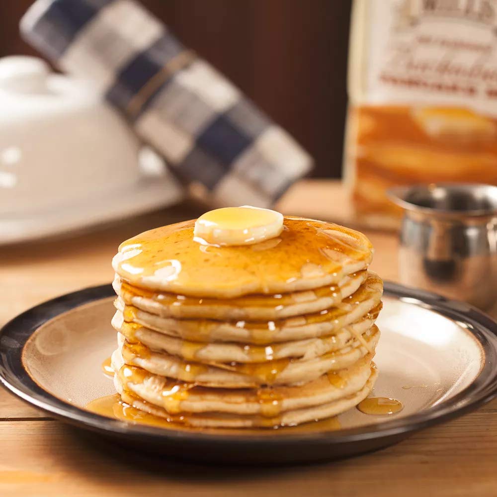 New Hope Mills Buckwheat Pancake Mix pancakes served, fluffy texture ideal for quick weekend breakfasts.