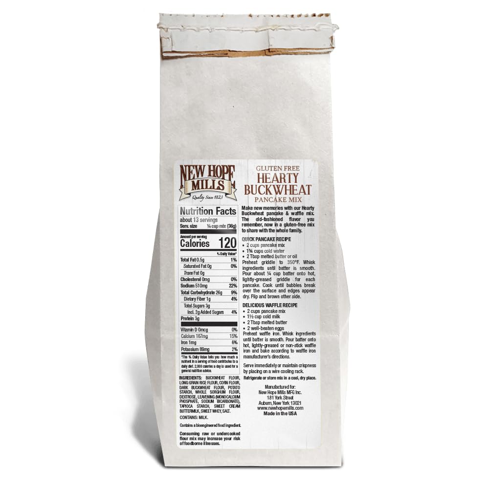 New Hope Mills buckwheat pancakes stack showcasing a gluten-free breakfast option