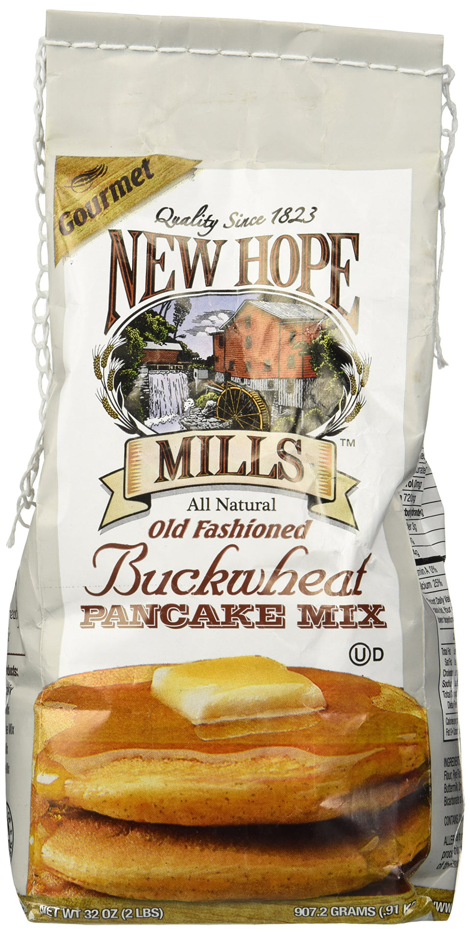 New Hope Mills Old Fashion Buckwheat Pancake Mix box for easy, wholesome breakfasts.