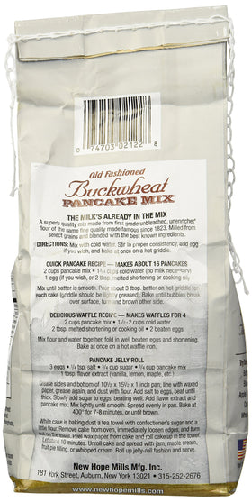 New Hope Mills Buckwheat Pancake Mix pancakes on plate for cozy weekend brunch.
