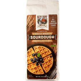 New Hope Mills sourdough mix bag ready for cozy, fluffy pancakes and waffles.