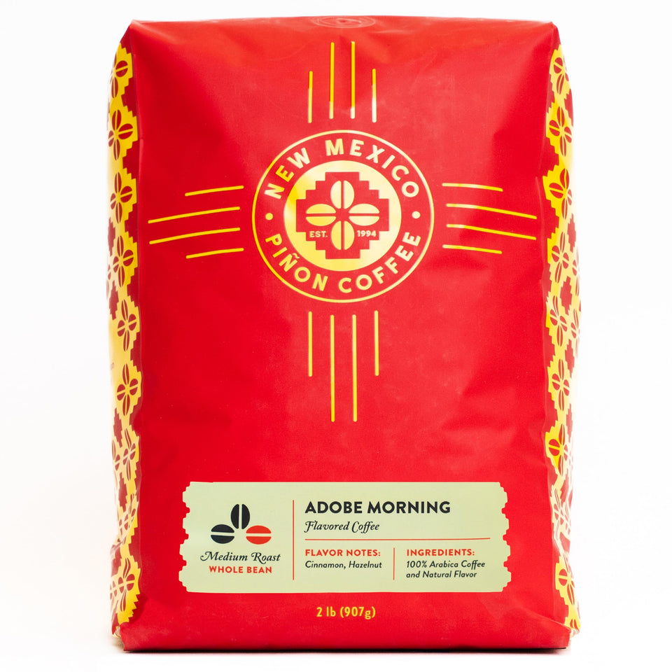 New Mexico Piñon Coffee Adobe Morning bag front, premium aroma.