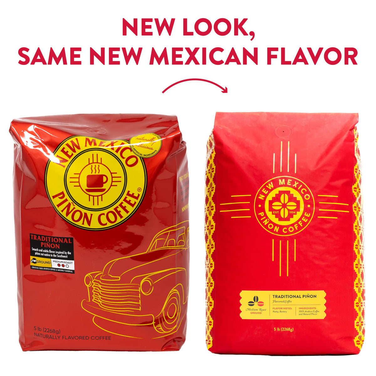 New Mexico Pinon Coffee Arabica beans, high-altitude blend for balanced flavor.