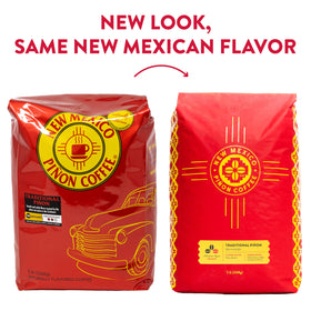 New Mexico Pinon Coffee Arabica beans, high-altitude blend for balanced flavor.