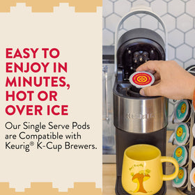 New Mexico Pinon Coffee K Cups pour demonstrates easy, quick brew for busy days