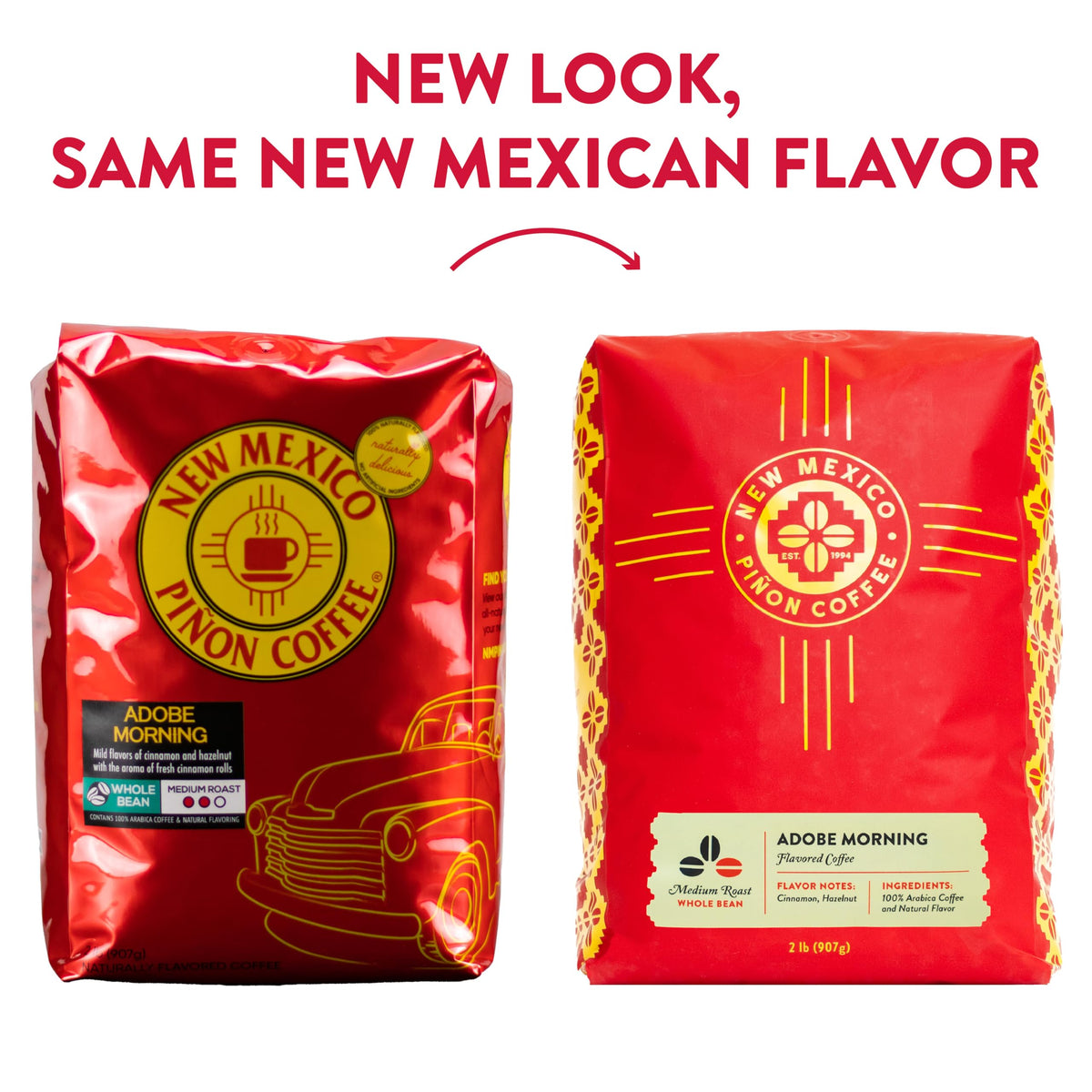 New Mexico Piñon Coffee packaging and label highlight heritage.