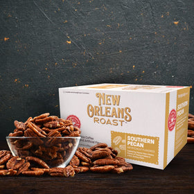 Mug of New Orleans Roast Southern Pecan coffee ready to sip
