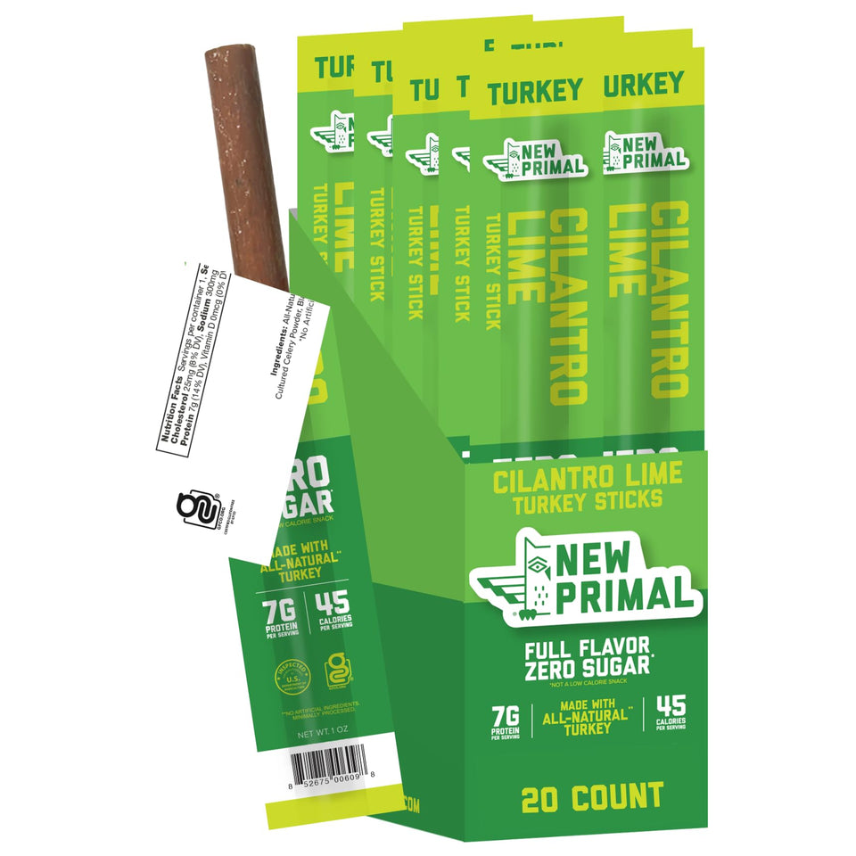 New Primal Cilantro Lime Turkey Sticks pack for on-the-go protein