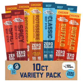New Primal rotisserie chicken jerky stick, perfect on-the-go protein snack