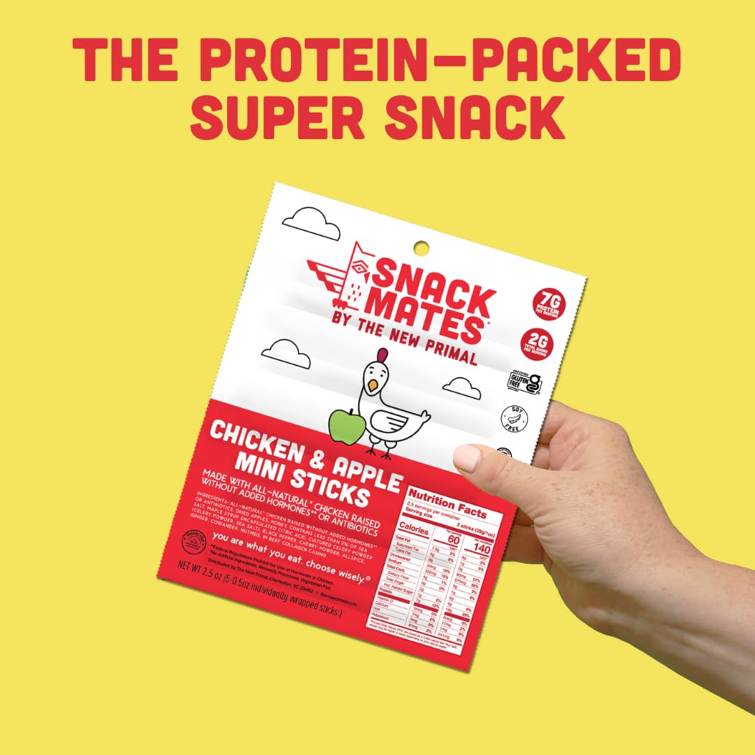 A child enjoys the Chicken & Apple Stick at school, a quick protein boost.