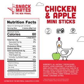 Close-up of the Chicken & Apple Stick with dried apple bits, ideal for on-the-go snacking.