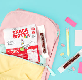 Snack Mates packaging with 10 sticks, great for sharing at school.