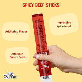 New Primal spicy beef jerky stick delivers added heat and satisfaction.