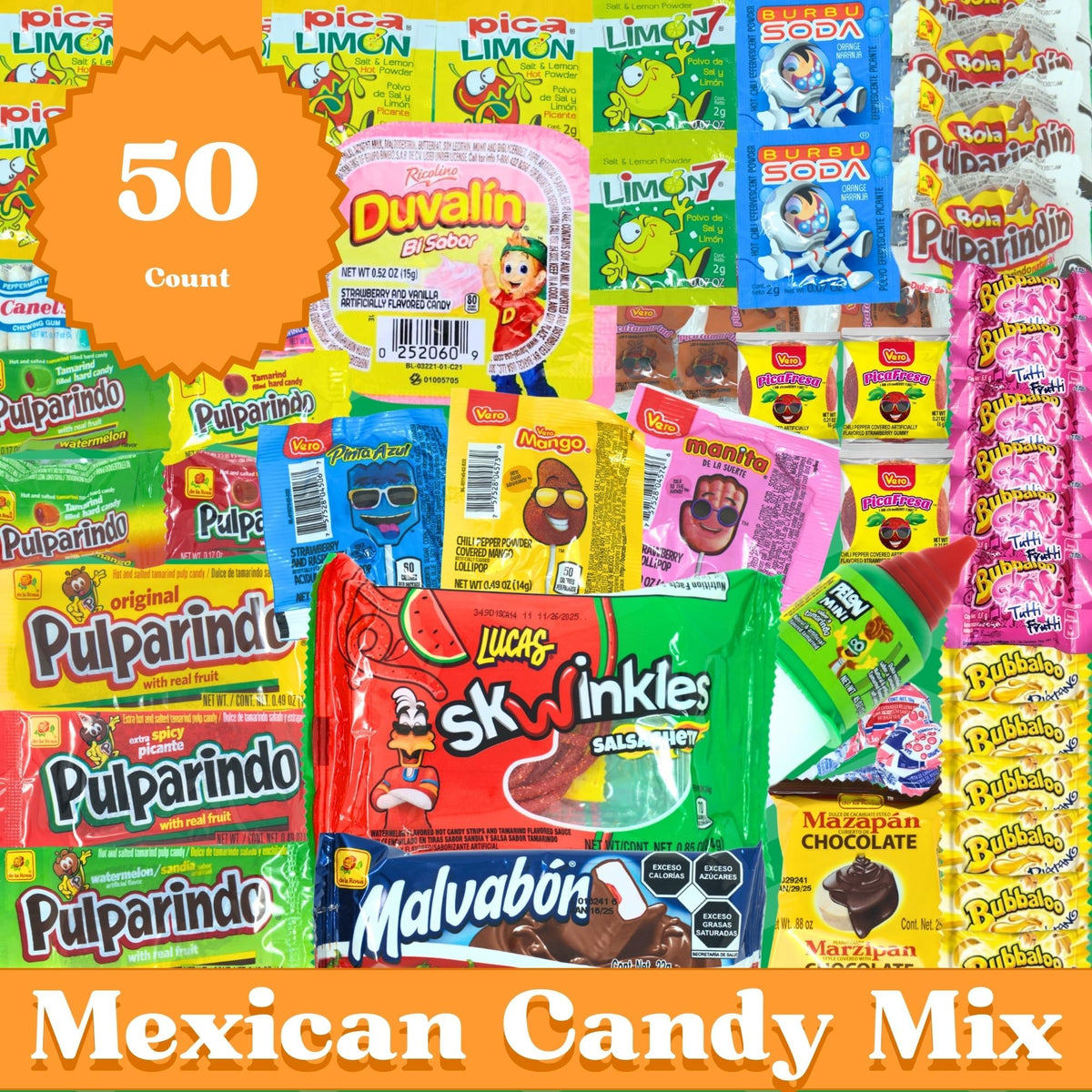 New To Town Mexican Candy Pack display, vibrant assortment for celebrations