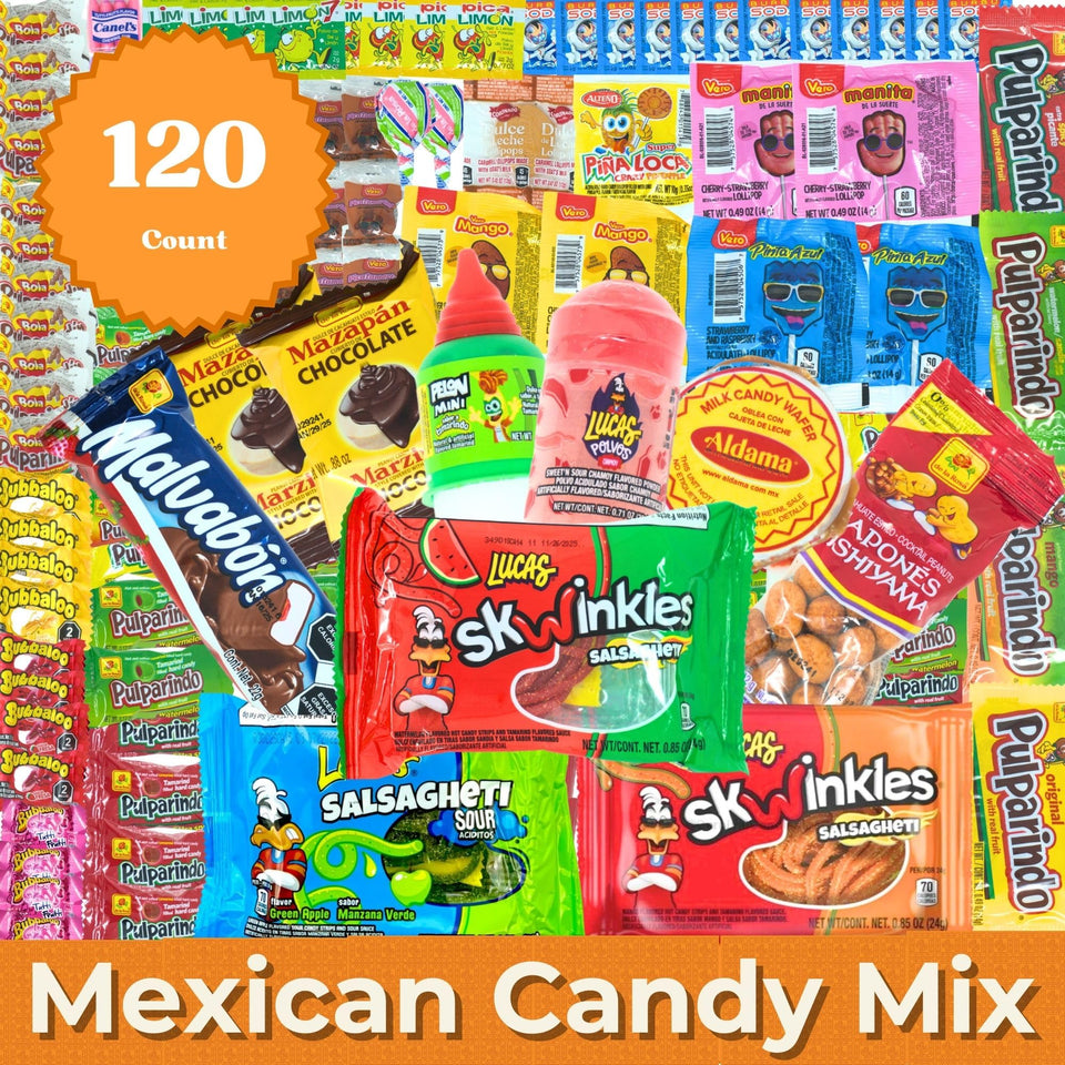 New To Town Mexican Candy Variety Pack 120 pieces, perfect for piñatas and parties.